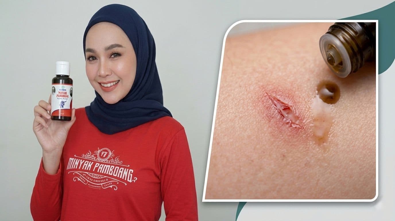 Dokumentasi penggunaan Minyak Pamboang Pusaka Mandar untuk perawatan tubuh tradisional